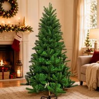 Sapin de Noël artificiel mince avec pointes de feuilles vertes mélangées, sapin de Noël peu encombrant pour la maison, le bureau et la décoration des fêtes