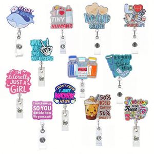 Porte-badge rétractable en acrylique personnalisé avec logo d'entreprise ou d'école X57, porte-carte d'identité, clip pour badge - Product Image 1