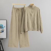Ensemble pull col roulé demi-zip décontracté en mélange de laine anti-plis pour femme, faible MOQ, collection automne/hiver, OEM