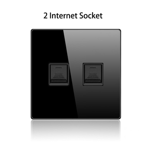 EU Standard Wall Power Socket TV <strong>Plug</strong> RJ45 <strong>Internet</strong> Socket Satellite Outlet Glass Panel TV Telephone Computer - Product Image 4