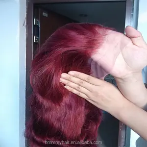 Pelucas de encaje HD invisibles 13x6, pelucas de cabello humano rizado brasileño, pelucas frontales de encaje ondulado de cuerpo de color Burdeos 99j