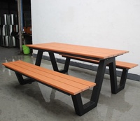 Table et chaises de salle à manger pour hôtel et restaurant en plein air, table en bois moderne pour la rue, le parc, le pique-nique, table de patio avec banc