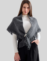 Écharpe musulmane triangulaire tricotée chaude en mélange de laine et polyester, châle épais à pompons, long hijab enveloppant pour l'automne et les froides saisons
