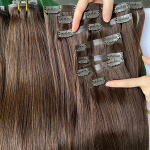 Colore #4 molletta dritta marrone <span class=keywords><strong>scuro</strong></span> in Remy extension di <span class=keywords><strong>capelli</strong></span> umani retamese crudo <span class=keywords><strong>naturale</strong></span> Clip in extension dei <span class=keywords><strong>capelli</strong></span> 100 <span class=keywords><strong>capelli</strong></span> umani - Product Image 4