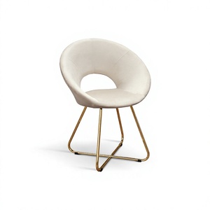 Scandinavian Modern Velvet Tufted Back Leisure <b>Chair</b> with Soft Iron <b>Legs</b> for Dining Hotel Living Room -Home Furniture - Product Image 2