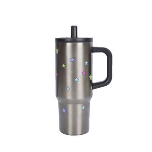 Gobelet de voyage isotherme en acier inoxydable 720 ml (24 oz) avec poignée, couvercle, paille et base antidérapante – Chaud ou froid - Product Image 1