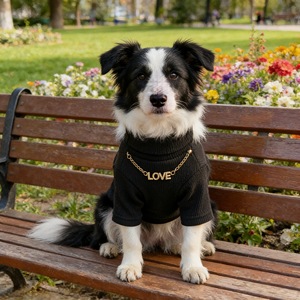 Ropa para mascotas, camiseta interior con collar Love, camisa de capa base de poliéster negra para perros pequeños y medianos, gatos, para las cuatro estaciones - Product Image 1