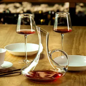 Hand Blown U Design Crystal Transparent Wine Decanters And Carafes For Party Wedding Birthday Gift