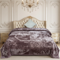 Couverture en velours Raschel violet royal super confortable - Polyester écologique tricoté, imprimé pour l'hiver, personnalisable