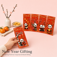 Amplop Merah Imlek Custom Personalisasi Cetak Panda Lucu untuk Pernikahan, Ulang Tahun, Pesta, Hadiah, dan Pembawa Kekayaan