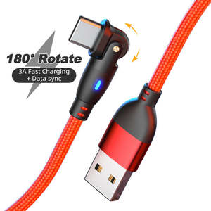 Cable de Datos Tipo-C/Micro de Carga Rápida con Conector en Ángulo de 180 Grados, 3A, Universal para Teléfonos <span class=keywords><strong>Android</strong></span>, Extensible, de Cobre Puro, USB3.0 - Product Image 4