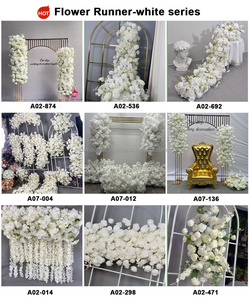 Décoration de mariage élégante, chemin de table en fleurs, chemin de table en roses blanches, forme de cascade, panneau de fleurs pour événements - Product Image 5