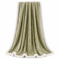 Couverture en polaire jacquard de luxe moderne, double face, épaisse et chaude, vert sauge, réversible, douce et moelleuse, pour canapé, lit, maison
