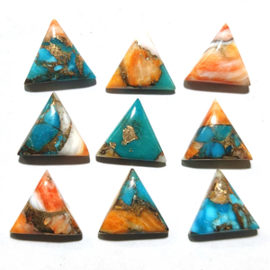 หินมุกหนามธรรมชาติสีเขียวขุ่นทรงสามเหลี่ยมแบบแบนเรียบสำหรับทำเครื่องประดับ ยี่ห้อ AMARA ผลิตโดยบุคคลที่สาม - Product Image 3