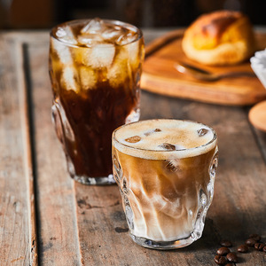 Caneca de vidro criativa ondulação cristal transparente para água, leite, chá, vinho, café e gelo, borda dourada, design elegante ondulação - Product Image 2