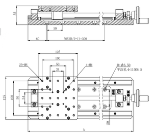 แท่นเลื่อนแบบแมนนวล LSSP-FG-300 ปรับแต่งได้ตามความต้องการ (OEM) รางสี่เหลี่ยม ขนาดพื้นที่วาง 125x125 มม. ระยะเคลื่อนที่ 300 มม. - Product Image 2