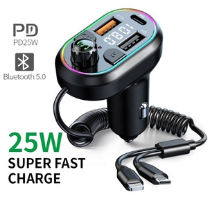 Transmisor FM con Bluetooth 5,0 para coche, receptor de Audio inalámbrico, reproductor MP3, 25W, PD, carga rápida, reproductor de música sin pérdidas, disco <span class=keywords><strong>U</strong></span> - Product Image 2