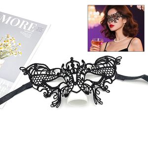 Wholesale Black Color Unshaped Sexy Women's Lace for Halloween Festive, Half Face <b>Cosplay</b> Masks Party Supplies - Product Image 5