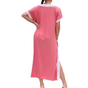 Camicia da <span class=keywords><strong>notte</strong></span> stile Vintage da donna in pizzo Casual elegante abbigliamento da <span class=keywords><strong>notte</strong></span> breve <span class=keywords><strong>inverno</strong></span> modello 3D con scollo a V tessuto ODM anteriore - Product Image 5