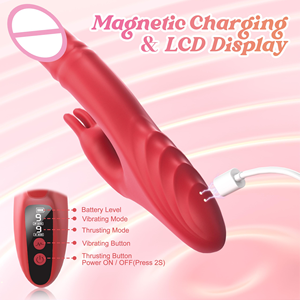 9種類の強力な振動、クリトリス刺激、リアルなディルドバイブレーター、LEDディスプレイ、Gスポット刺激、バニーラビットバイブレーター（女性向け） - Product Image 5