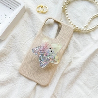 Support liquide universel de téléphone portable de soulagement du stress en forme d'étoile de perles de paillettes fleuries mignonnes