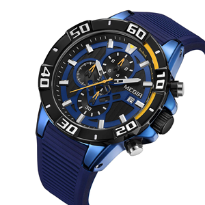 Montres à quartz pour hommes <span class=keywords><strong>MEGIR</strong></span> 2121G, chronographe personnalisé, nouvelle arrivée, qualité supérieure, <span class=keywords><strong>prix</strong></span> bas, bracelet en silicone. - Product Image 4