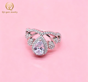 Original Design Luxury Women's <b>Ring</b> <b>Crown</b> Shape Pear Cut High Clarity Lab Grown Diamond IGI Certificate Custom for Daily Wear - Product Image 4