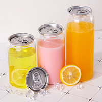 Boîtes de boisson en plastique transparent de 210 ml et 330 ml, bouteilles de soda, canettes de boisson en PET avec couvercles en aluminium