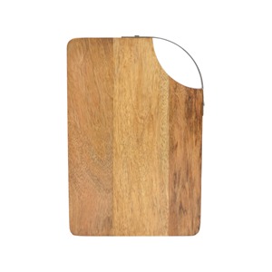 Eco-Friendly Acacia Wood Chopping <b>Block</b> Easy-to-Use Kitchen Essential with Metal Handle for Serving Cheese Pizza-Decorative - Product Image 1