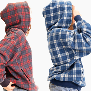 Sweat-shirts à capuche personnalisés à motif écossais, sweat-shirts en flanelle de haute qualité, fabricant de vêtements, 450 g/m², 500 g/m², sweat-shirt épais unisexe - Product Image 5