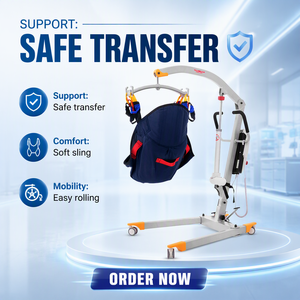 Chaise de transfert électrique robuste pour patient, cadre en alliage d'aluminium, moteur <span class=keywords><strong>MOTEK</strong></span> 8000N, élévateur pliable - Product Image 2