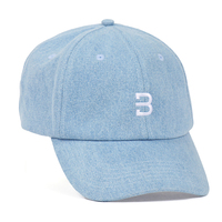 Casquette de baseball sportive imperméable à 6 panneaux avec logo brodé, effet délavé rétro, imitation jean, style 'old dad', motif logo personnalisé
