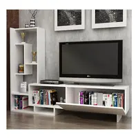 Simple Modern White TV Stands with Book Shelf