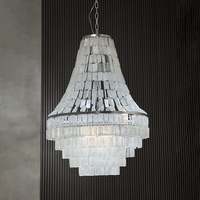Lustre en forme de coquille fantaisie française, luminaire suspendu réglable en hauteur, lampe de plafond LED de luxe pour salon, salle à manger
