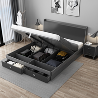 Chine en gros lit ensemble mobilier multifonctionnel reine king size lit cadre de panneau double lit coffre avec soulever conception simple