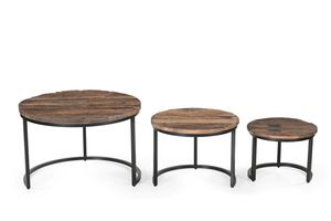 Juego de mesas de centro modernas de diseño, juego de 3 mesas de centro redondas de hierro/madera, muebles de sala de estar a precio de mayoreo. - Product Image 3