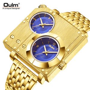 Oulm 5024 marca Cool Unique Men's relojes de acero inoxidable hombre gran reloj de pulsera de cuarzo dos zonas horarias reloj deportivo Relogio Masculino - Product Image 1