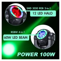 Projecteur LED Dimmable Sonore Pknight 60W DMX512 RGBW IP65 en Cuivre FB4 avec Prise Universelle pour Scène, Mariages et Événements