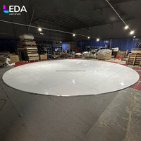 Plancher de danse rond portable en MDF blanc de haute qualité LEDA de 24 pieds avec bords en aluminium pour la décoration de scène de mariage, de fête ou d'événement