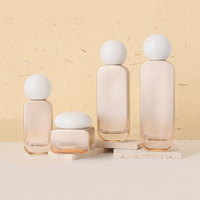 Ensemble de flacons pompe en verre dégradé champagne et pots à couvercle en plastique blanc de 30 ml, 50 ml, 100 ml, 120 ml, 30 g, 50 g pour crème