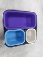 Boîte à lunch bento F19 mignonne en acier inoxydable, écologique, grande capacité, couvercle en silicone, 3 compartiments, anti-fuite, durable, sans BPA