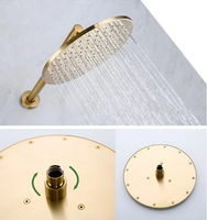 Ensemble de robinetterie de douche murale en laiton, finition or brossé, avec pommeau de pluie rond et jets de massage, à encastrer - Vente chaude
