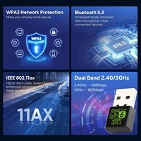 Adaptador Inalámbrico AX900 BT 5.3 RTL8851BU para PC, Adaptador LAN Inalámbrico, Dongle WiFi 6, Dongle USB Combinado de Alta Velocidad de 2.4G y 5GHz
