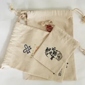 Bolsa de Joyería de Algodón Blanco Ecológica con Cordón, Impresión de Logotipo Personalizado, Venta al Por Mayor, Promoción de Fábrica, Lona con Letras - Product Image 5
