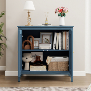 Armoire de rangement géométrique gaufrée, finition mate vintage, design sans poignées, pieds surélevés - Product Image 5