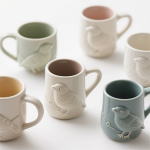 Nouveau! Tasse à café en céramique et porcelaine personnalisée Chiffchaff - 12OZ, motif d'oiseau peint à la main, cadeau de tasse - Product Image 2