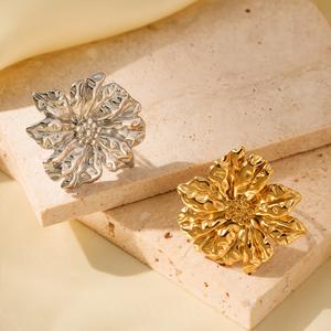 Anillo de Cóctel de Acero Inoxidable Chapado en Oro de 18K, Geométrico Exagerado, Impermeable, para Uso Diario, Joyería Retro de Moda para Boda y Compromiso - Product Image 2