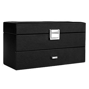 Caja de reloj de cuero de lujo, cierre de acero inoxidable con 20 ranuras para cajón de dos capas y ventana de vidrio - Product Image 2