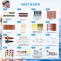 Kit de pêche 322 pièces : leurres souples Spinner Baits/Jig/Frog, hameçons en acier inoxydable, poids, boîte à pêche pour eau douce et achigan