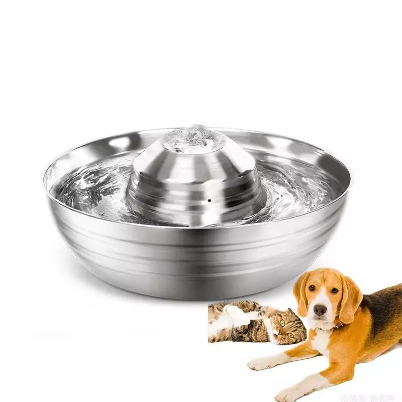 Fontaine d'eau pour chat, capacité de 2l, distributeur d'eau en acier inoxydable pour chien et chat